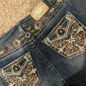 Embroidered Dark Blue Jeans